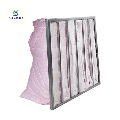 เครื่องกรองอากาศกระเป๋ากรอบเหล็กกระดาษที่มีประสิทธิภาพการกรอง 1 ~ 5μM สําหรับ AHU